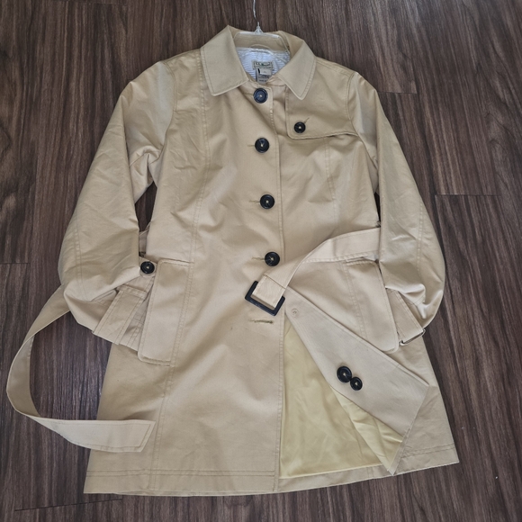 L.L. Bean Canyon Khaki Old Port Trench Coat Size Small Closet Staple Classic - Picture 8 of 11